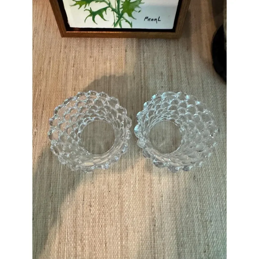 Vintage Hobnail Bubble Glass Votives – Vanity, Matchstick, Toothpick Jars (2)